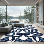 Elegant Navy Blue Bow Ribbon Repeat Rug
