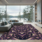 Elegant Deep Purple Floral Mandala Rug