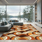 Retro Orange Swirl Waves Rug