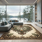Elegant Ornate Heart Scroll Tapestry Rug