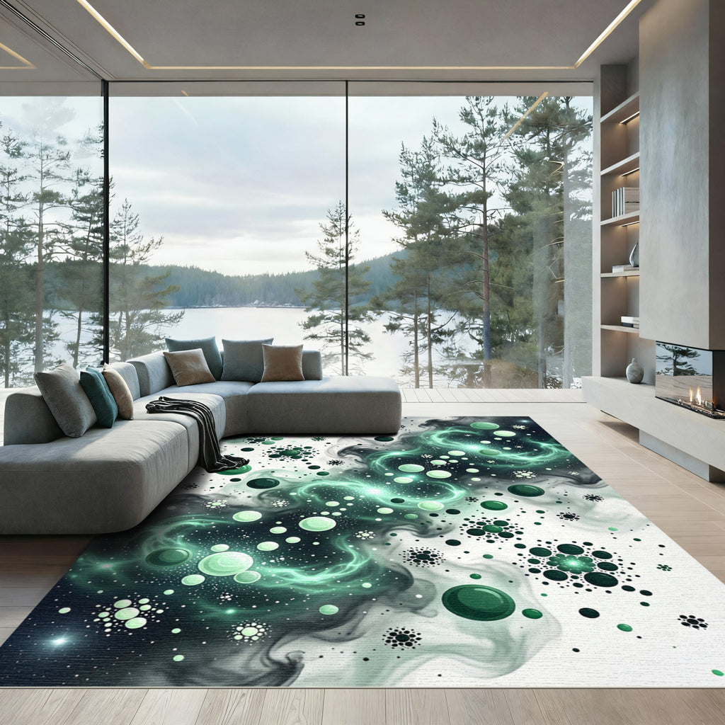 Emerald Galaxy Bubbles Swirl Rug