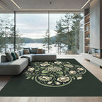 Sage Green Floral Bouquet Medallion Rug