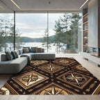 Brown Compass Rose Diamond Rug
