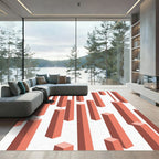 Coral Cuboid Columns Abstract Rug