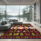 Folk Animal Tribal Stripes Rug