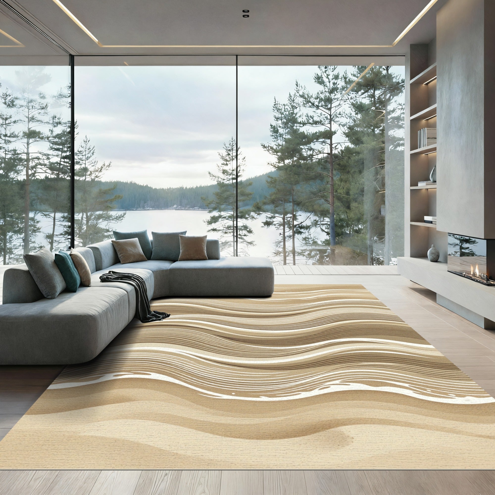 Earthy Tone Rippled Wave Rug