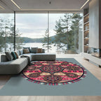 Vibrant Pink Floral Medallion Mandala Rug