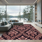 Ornate Rose Gold Damask Floral Arrangement Rug