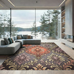 Coral And Gold Acanthus Scroll Rug