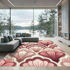 Elegant Dusty Rose Art Deco Fan Rug