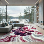 Crimson Plum Swirl Abstract Rug