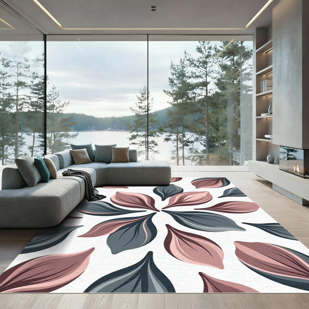 Rosy Slate Petal Mandala Rug