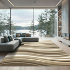 Earthy Neutral Sand Wave Stripes Rug