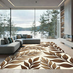 Brown Leafy Branches On Cream Background Rug