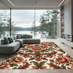 Vintage Burnt Orange Floral Damask Rug