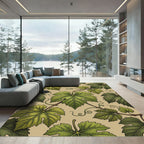 Lush Green Botanical Grape Vine Art Rug