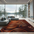 Copper Brown Swirling Curves Rug