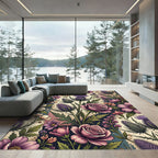 Vintage Dusty Rose Meadow Thistle Illustration Rug