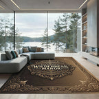 Vintage Ornate Bronze Flourish Medallion Rug