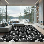 Monochrome Casino Chip Playing Card Suit Rug