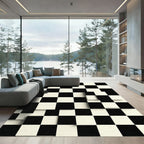 Black White Checkerboard Dimensional Squares Rug