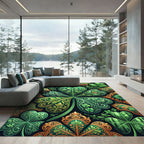 Emerald Green Clover Medallion Artwork Rug