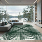 Dark Green Crossed Line Arrangement Rug