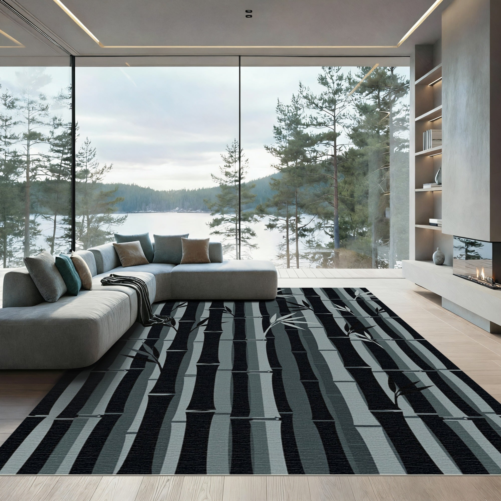 Monochromatic Bamboo Forest Vertical Rug