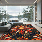Radiant Sun Face Floral Emblem Rug