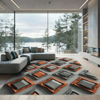 Terracotta Gray Diamond Textured Geometric Rug