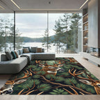 Majestic Deer Woodland Branches Background Rug
