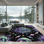 Cosmic Neon Astronaut Galaxy Planet Space Rug