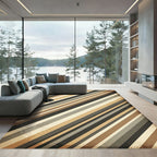 Vintage Earthy Tone Diagonal Stripe Rug