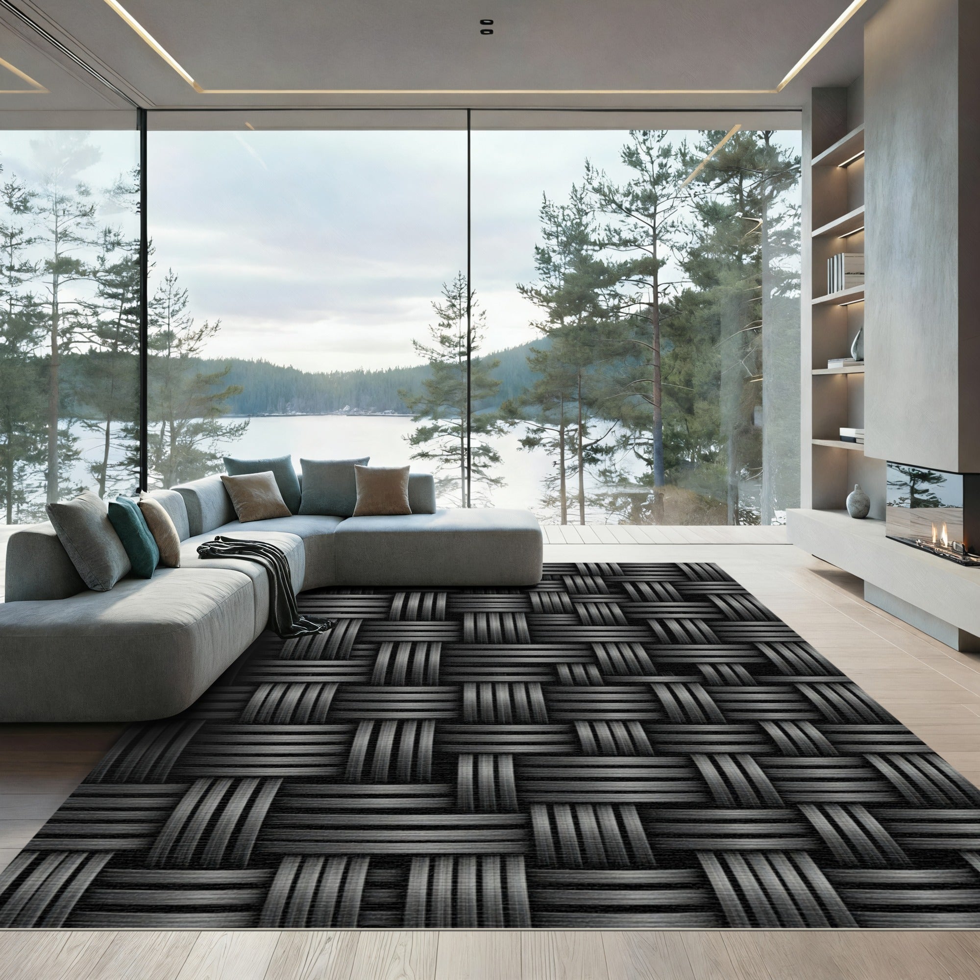 Dark Gray Woven Texture Rug