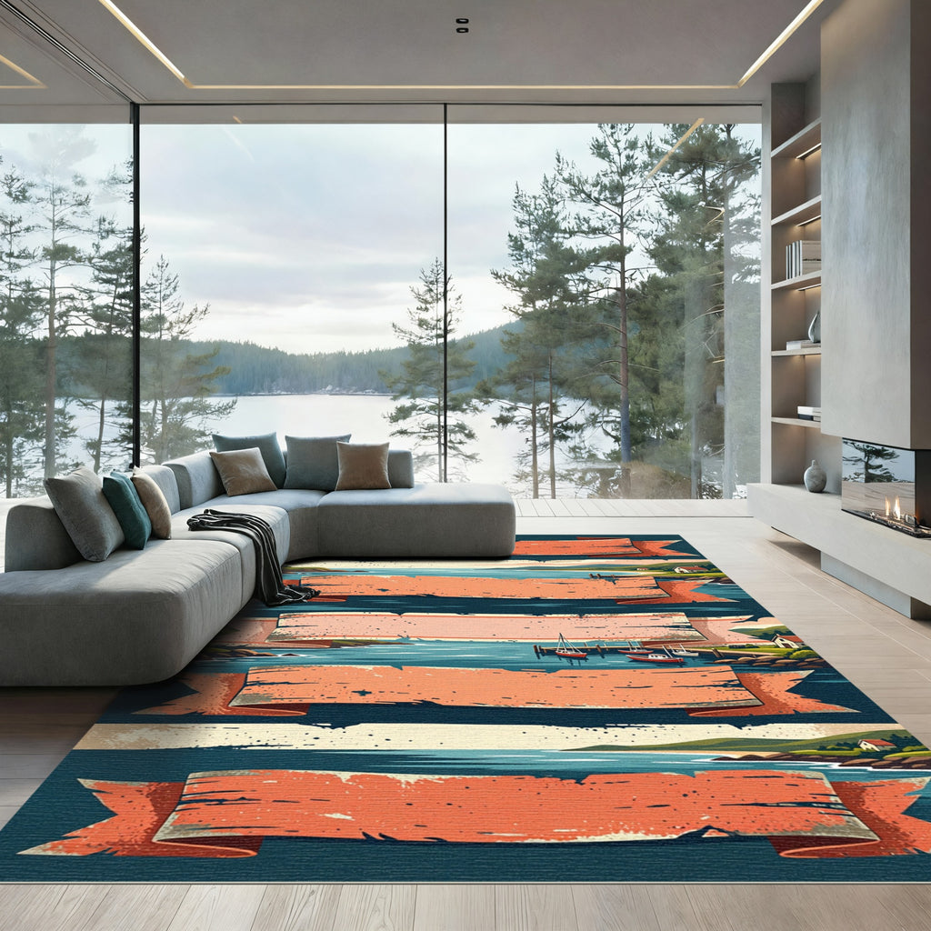 Coastal Harbor Layered Ribbon Landscape Rug