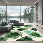 Emerald Green Abstract Watercolor Brushstroke Rug