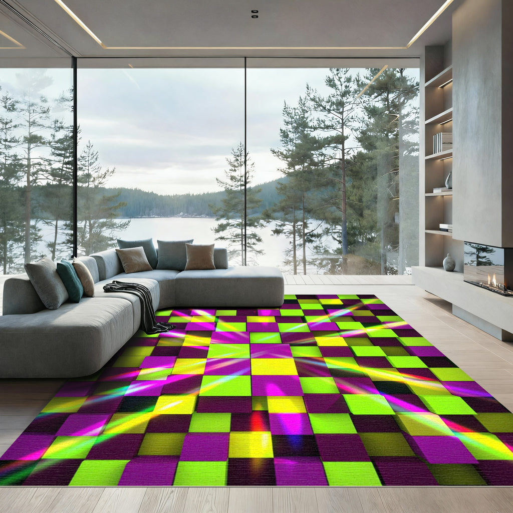 Neon Electric Cube Mosaic Rug