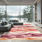 Crimson Red Blush Watercolor Stripes Rug