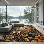 Art Nouveau Orange Floral Vine Rug