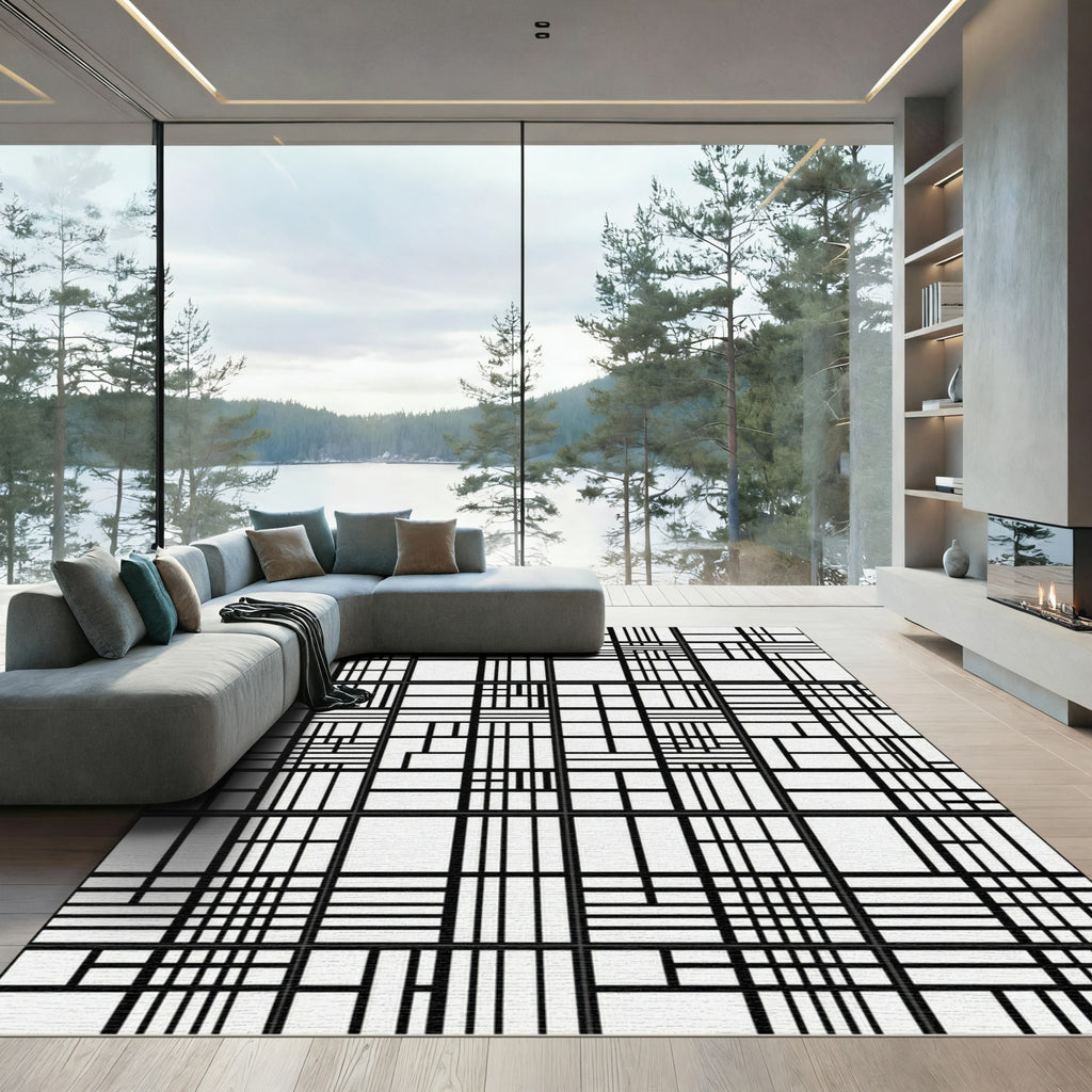 Monochromatic Grid Lattice Arrangement Rug