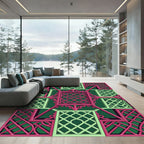 Emerald and Magenta Interlocking Lattice Rug