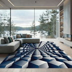 Monochromatic Infinity Geometric Cube Illusion Rug