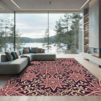 Burgundy Golden Star Intricate Filigree Rug