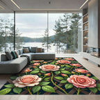 Blush Rose Trellis Floral Lattice Rug
