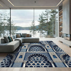 Royal Blue Geometric Archway Court Rug