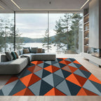 Bold Orange Gray Diamond Tiling Rug