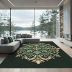Sage and Gold Ornate Acanthus Medallion Rug