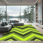 Vibrant Lime Chevron Layered Stripe Rug