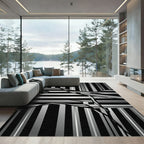 Modern Abstract Monochrome Linear Geometric Rug