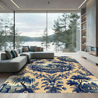 Blue Toile Countryside Pastoral Scenic Meadow Rug
